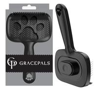 GracePals Self Cleaning Shedding Brush - Skin Friendly Grooming Tool for Dogs & Cats, Bristle Brush and Long/Short Needles Design, Deshedding and Hair Removal for Long & Short Haired Pets (Black)