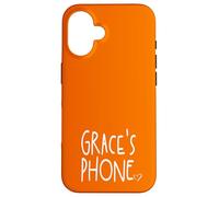 Grace's Phone Grace Personalized Name White Orange Case for iPhone 16
