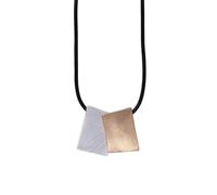 Graci8 Diane Necklace. Women's necklace, a wax cord with small copper plate infront of a larger silver plate. Striking easy wearing necklace for women. Lobster clasp with adjustable chain