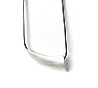 Graci8 Stella women's necklace, on a black wax cord with a silver coloured swoosh shaped matt scratched silver pendant. Easy wearing simple but stunning statement necklace. One size.
