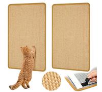 Graciadeco Carpet Cat Scratching Mat Sisal, 2 Packs Sisal Fabric Large 23.6" x 15.7" Scratching Pad for Indoor Cats with Adhesive Hook Loop Tape, Cat Scratching Rug Wall Scratchers for Indoor