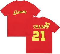 Gracie Abrams 21 Logo T-Shirt 2025 The Secret of Us Tour Short Sleeve Cotton Tee Men Women Streetwear Tops (Red,L)