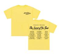 Gracie Abrams The Secret of Us Tour 2025 T-Shirt Crewneck Short Sleeve Cotton Tee Men Women Streetwear Tops (XL,Yellow)