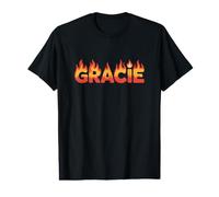 Gracie On Fire Name Word Art - Cute Personalized Flame Value Graphic T-Shirt