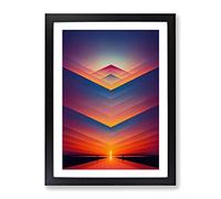 Gracious Abstract Sunset Framed Wall Art Print A2 Black