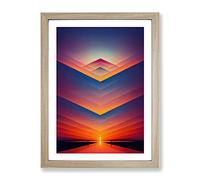 Gracious Abstract Sunset Framed Wall Art Print A2 Oak