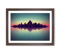 Gracious City Skyline Architecture Framed Wall Art Print A2 Walnut