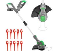 Gracious Gardens 18V Cordless Strimmer, Lightweight Grass Cutter, 10 Blades, Includes 1 Battery & 1 Charger in Green Gracious Gardens Green