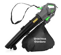 Gracious Gardens Leaf Blower Garden Vacuum and Shredder, 35L Leaf Collection Bag, 3000W 10m Cable Lightweight Design, Leaf Vacuum, 10:1 Shredding Ratio