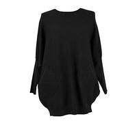 Gracious Girl Ladies Italian Knitted Batwing Plait Back Jumper Women Modal Mix Lagenlook Top Plus Size Black