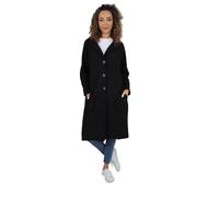 Gracious Girl Women Italian Single Breast Boucle Collared Button Front Long Maxi Coat Jacket - Black 8-18