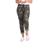 Gracious Girl Womens Italian Camouflage Army Printed High Waisted Magic Pants Casual Stretchy Joggers Lagenlook Style Ladies Trousers Khaki 22