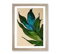 Gracious Leaf Framed Print | A4 Oak Framed Wall Art | Ready to Hang | Modern Floral Picture | Living Room Bedroom Lounge Office