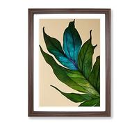Gracious Leaf Framed Print | A4 Walnut Framed Wall Art | Ready to Hang | Modern Floral Picture | Living Room Bedroom Lounge Office