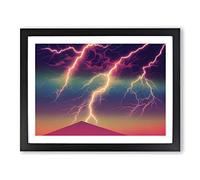 Gracious Lightning Storm Framed Print | A3 Black Framed Wall Art | Ready to Hang | Modern Landscape Picture | Living Room Bedroom Lounge Office