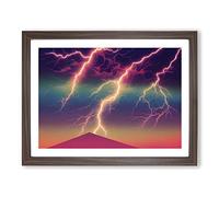 Gracious Lightning Storm Framed Print | A4 Walnut Framed Wall Art | Ready to Hang | Modern Landscape Picture | Living Room Bedroom Lounge Office