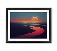 Gracious Ocean Beach Sunset Framed Print | A4 Black Framed Wall Art | Ready to Hang | Modern Beach Picture | Living Room Bedroom Lounge Office