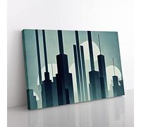 Gracious Skyscraper Skyline Canvas Wall Art Print Ready to Hang, Framed Picture for Living Room Bedroom Home Office Décor, 76x50 cm (30x20 Inch)