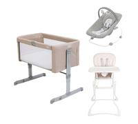Graco Crib with Joie Highchair & Bouncer 3-Piece Bundle - Oatmeal/Fleck/Portrait