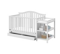 Graco Solano 4-in-1 Convertible Crib and Changer with Drawer (White) - Crib and Changing Table Combo with Drawer, Includes Changing Pad, Converts to Toddler Bed, Daybed and Full-Size Bed