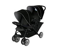 Graco Stadium Duo Tandem Double Pushchair - Suitable from birth to approx. 3 years (15kgs). Car Seat Compatible with SnugEssentials iSize infant car seat, Black/Grey fashion