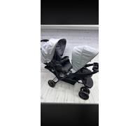 Graco Stadium Duo Tandem Double Pushchair - Suitable from birth to approx. 3 years (15kgs). Car Seat Compatible with SnugEssentials iSize infant car seat, Black/Grey fashion