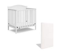 Graco Stella 4-in-1 Convertible Mini Crib with Bonus Mattress (White) - Includes Bonus 2.50 Inch Thick Mattress with Water-Resistant Cover, Converts to Twin Bed with Headboard and Footboard