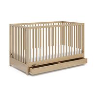 Graco Teddi 5-in-1 Convertible Crib with Drawer (Driftwood) - GREENGUARD Gold Certified, Crib with Drawer Combo, Full-Size Nursery Storage Drawer, Converts to Toddler Bed, Daybed and Full-Size Bed