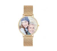Gracource Customized Word Pattern Wristwatch, Rose Gold Couple's Model Wristwatch, Stainless Steel Strap, Water-Resistant. A Gift Choice for Girlfriends, Boyfriends. (36mm Gold Color Drawing)