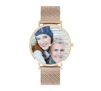 Gracource Customized Word Pattern Wristwatch, Rose Gold Couple's Model Wristwatch, Stainless Steel Strap, Water-Resistant. A Gift Choice for Girlfriends, Boyfriends. (40mm Rose Gold Color)