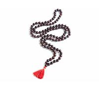 Gracy Jewels Mala Garnet Mala 6mm Bead Hand Knotted 108 Bead Prayer Mala for Base Chakra and Heart Chakra with Red Tassel