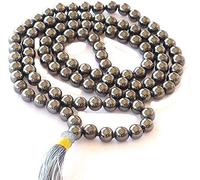 Gracy Jewels Powerful Hematite Bead Mala 7 mm Prayer Beads Yoga Jewellery 108+1 Buddhist Nirvana Japa Mala Necklace Beautiful hand knotted silky Tassel, Highly Positive Energy