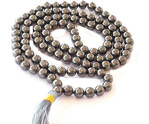 Gracy Jewels Powerful Hematite Bead Mala 7 mm Prayer Beads Yoga Jewellery 108+1 Buddhist Nirvana Japa Mala Necklace Beautiful hand knotted silky Tassel, Highly Positive Energy