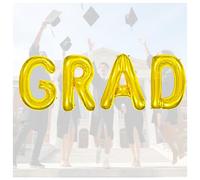 GRAD Gold Foil Letter Balloons - 2026 Graduation Decorations for Photo Booth, Backdrop & Party Golden Graduation Balloon Set for Grad Party, Congrats Decor, Photo Props & Celebration (GOLD-40 Inch)