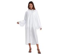 Grad HAGO Unisex Shiny Robes for Graduation Gown,Choir Robe for Church,Pulpit Robe and Pastor &Judge Robe Baptism, White, 45