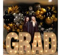 GRAD Marquee Light Up, Large GRAD Mosaic Light Sign Decoration Pre-Cut Frame LED Alphabet Lights for School Graduation Celebrations, 100cm-3.3ft