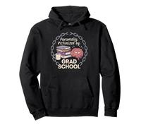 Grad School Humor Funny Cartoon Brain Books Coffee Pullover Hoodie