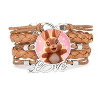 Gradation Unique Big Eyes Rabbit Love Adjustable Leather Braided Bracelet | Multilayer,Punk,Wristband,Handmade,Gift,Bangle,Accessory, Girlfriend,Lover,Ethnic,Friendship ,Birthday,Christmas,Music