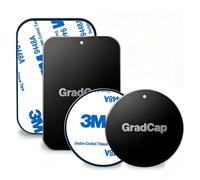 GradCap Magnetic Phone Mount Metal Plates, 4 Packs Ultra Thin Metal Discs | Black Universal 2 Rectangle 1.75"x2.5" & 2 Round 1.5"x1.5" Replacement Mount Disc Kit for Phone Holder, Strong 3M Adhesive