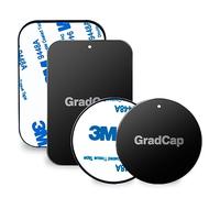 GradCap Metal Plate for Magnetic Phone Car Mount, 4 Packs Universal Ultra Thin Black Metal Disc w/Strong 3M Adhesive Sticker, Replacement Accessory Kit, 2 Rectangle (45x65mm) and 2 Round (40x40mm)