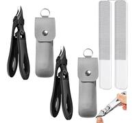 Graddi Ingrowfix Pro, Graddi Orthoclip, Wide Jaw Opening Anti-Splash Slanted Nail Clipper, Stainless Steel Eagle Beak Beveled Nail Clippers, Ingrown Toenail Clippers for Thick Nails (2*Black)