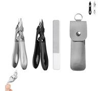 Graddi Ingrowfix Pro, Long Handled Stainless Steel Eagle Beak Beveled Nail Clipper, Ultra-Thin Sharp Stainless Steel Blades，Curved Nail Clippers, Wide Opening for Seniors(Black+Silver Suit)