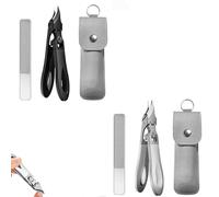 Graddi Ingrowfix Pro, Stainless Stee Anti-Splash Pliers, 180°Wide-Mouth Sharp Eagle Beak Beveled Toenail Clippers for Thick Nails, Long Handled Ergonomic Toe Nail Cutter for Seniors (Black+Silver)