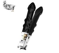 Graddi Orthoclip, Slanted Nail Clippers with Curved Metal Blade, Long Handle Ergonomic Angled Head Senior Toenail Clipper, Wide Jaw Opening Nail Clippers Anti-Splash for Thick Nails (A)