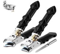 Graddi Orthoclip, Slanted Nail Clippers with Curved Metal Blade, Long Handle Ergonomic Angled Head Senior Toenail Clipper, Wide Jaw Opening Nail Clippers Anti-Splash for Thick Nails (1 Set)
