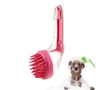 Graddi SoothaWash Pro 2-in-1 Dog Bath Brush with Built-in Shampoo Dispenser, Silicone Grooming & Massage Scrubber for Long & Short Haired Dogs and Cats (Red-Coarse Brush)