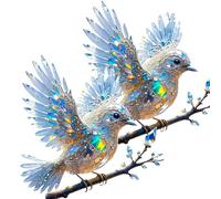 Graddi Spirit Bluebird, Olygee Spirit Blue Bird, Double-Sided Bird Suncatcher Windows Hanging Ornament, Crystal Sky Bluebird Stained Art Ornament (20 * 20cm,2pcs)