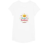 Grade 1 Goddess: Celebrate First Year School Queen T-Shirt, Girls, White, Large