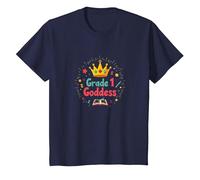 Grade 1 Goddess: Celebrate First Year School Queen T-Shirt, Kids, Navy, 12 Years