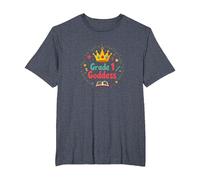 Grade 1 Goddess: Celebrate First Year School Queen T-Shirt, Men's Big and Tall, Heather Blue, 3X Tall